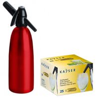 SYFON SATURATOR DO WODY SODOWEJ SODASIPHON 1L CZERWONY + NABOJE CO2 25 SZT.