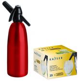 SYFON SATURATOR DO WODY SODOWEJ SODASIPHON 1L CZERWONY + NABOJE CO2 25 SZT.