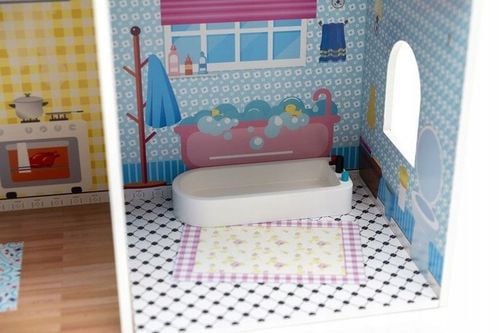 DREWNIANY DOMEK DLA LALEK WILLA MEBELKI W ZESTAWIE na Arena.pl