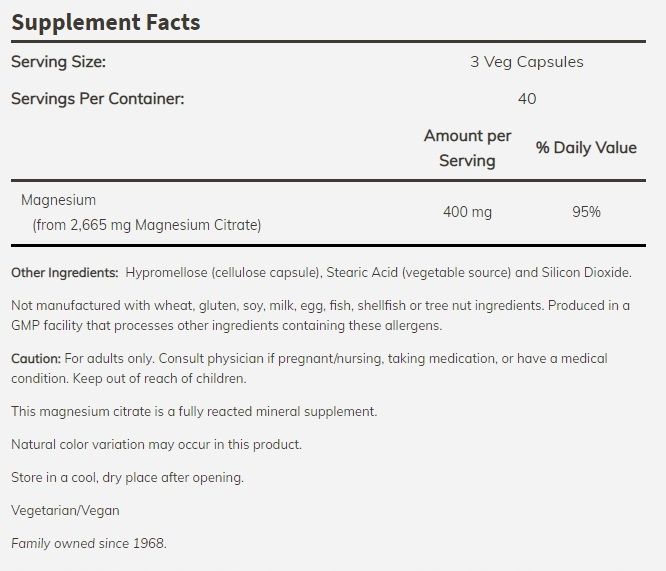NOW FOODS MAGNESIUM CITRATE 120K MAGNEZ SKURCZE zdjęcie 2