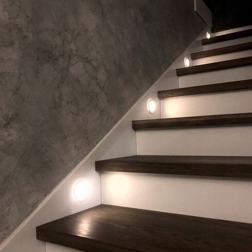 Opawa schodowa Oświetlenie schodowe Lampka LED 230V Okrągła ZŁOTA / na Arena.pl