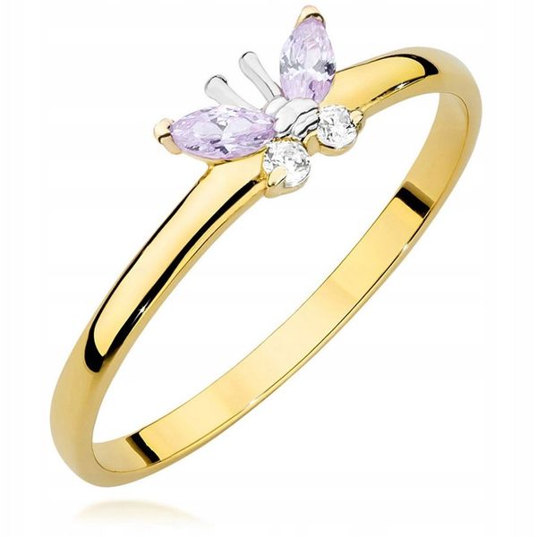 ZŁOTY PIERŚCIONEK MOTYLEK z CYRKONIAMI pr 333 r.7 zdjęcie 1