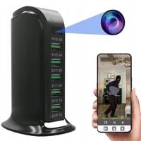 UKRYTA KAMERA WiFi W ŁADOWARCE 5xUSB ŁADOWARKA SZPIEGOWSKA PODGLĄD NA ŻYWO