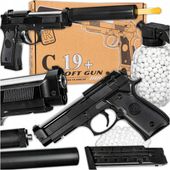 PISTOLET METALOWY REPLIKA C19 KULKI TŁUMIK
