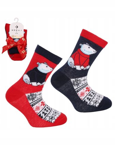 Skarpetki Świąteczne Dziecięce Bawełniane 2-PARY NA PREZENT MORAJ 23-26 na Arena.pl