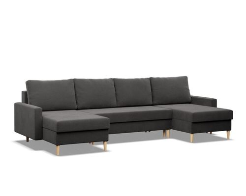Narożnik w kształcie U, MILO, mikrofaza, 294x140x92 cm, szary | TYLETEGOTU na Arena.pl
