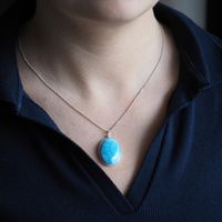 Zawieszka - larimar owalny w srebrze