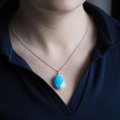 Zawieszka - larimar owalny w srebrze