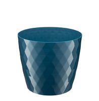 Doniczka osłonka plastikowa CRISTAL 14 cm granatowy połysk wzór karo romby