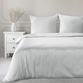 Jednokolorowa pościel z satyny w prażki VERA 140X200 70X80X1 srebrna