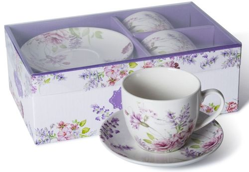 LIVELLO KOMPLET 2 FILIŻANEK PORCELANOWYCH ZE SPODKIEM 250 ML / 14 CM KWIATY na Arena.pl