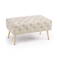 Pufa siedzisko do salonu MADRID welur ławka tapicerowana 80 cm Beżowa