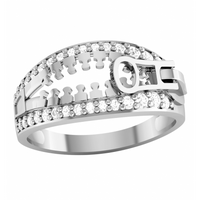 PIERŚCIONEK ZAMEK BŁYSKAWICZNY Z CYRKONIAMI SREBRO PRÓBY 925