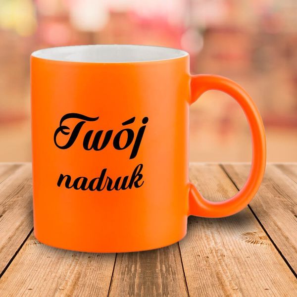Pomarańczowy kubek FLUO-COLOR z Twoim nadrukiem zdjęcie 1