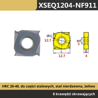 Płytki Wymienne  XSEQ VHM Frez Teowy Piłkowy Rozmiar: XSEQ1204 NF911