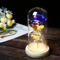 ŚWIECĄCA NIEBIESKA RÓŻA W SZKLANEJ KOPULE LED