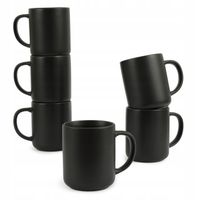 Kubki do Kawy Herbaty Czarne Zestaw Kubek z Uchem Czarny 400ml Black Mat x6