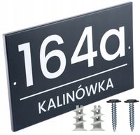 TABLICZKA ADRESOWA UV Numer na dom METALOWA ANTRACYT duża KOŁKI WKRĘTY