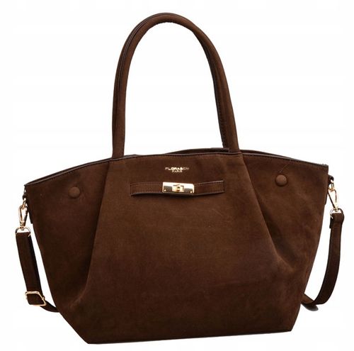 FLORA&CO torebka damska MIEJSKA na ramię ZAMSZ A4 CZEKOLADA na Arena.pl