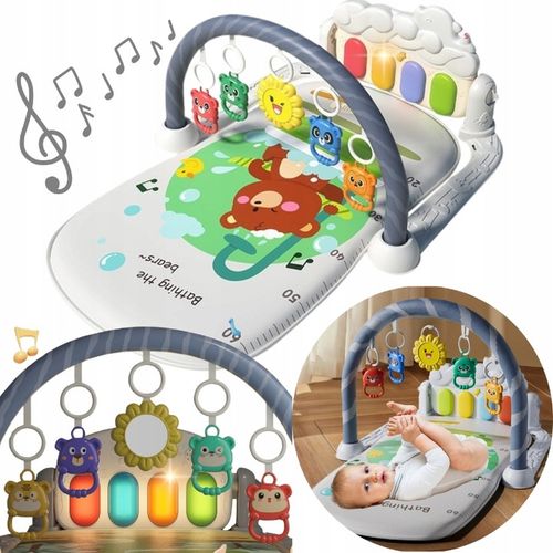 Mata Edukacyjna Interaktywna 3w1 z Pianinkiem Grzechotki dla Niemowląt 0+ na Arena.pl