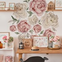 Naklejki DLA DZIECI Pastelowe Piwonie Kwiaty Natura ZESTAW 60cm x 30cm