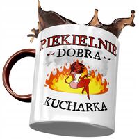 Kubek Bordowy Dla Kucharki Piekielnie Dobra Z Nadrukiem Ze Zdjęciem