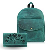 portfel damski skórzany zielony t-05-gr plecaczek damski miejski vintage