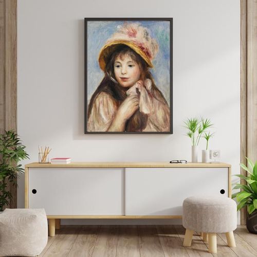 Girl with Pink Bonnet, Pierre-Auguste Renoir - plakat 60x80 cm na Arena.pl