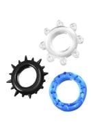 a toys, cockrings set, 3 pcs.mix color, tpe, o 3 cm
