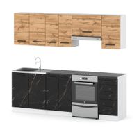 Kuchnia Mokka Nowoczesna Mała 2.4m Biały Dąb Wotan San Sebastian Modułowa