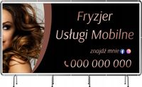 BANER REKLAMOWY 200x100 cm TWOJA NAZWA FIRMY FRYZJER USŁUGI MOBILNE
