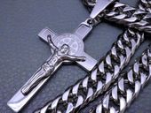 MASYWNY SREBRNY ŁAŃCUCH NA SZYJĘ Z KRZYŻYKIEM 316L