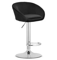 Hoker barowy EAST aksamit czarny z regulacją wysokości baza chrom