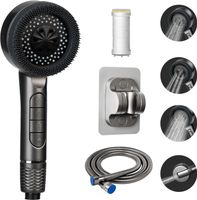 Słuchawka Prysznicowa z Filtrem Czarna 4 Tryby Wąż 150 cm Wysokie Ciśnienie