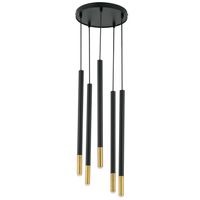 Wisząca LAMPA modernistyczna SOPEL DUE 33237 Sigma metalowa OPRAWA kaskada ZWIS tuby sople czarne złote