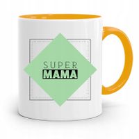 Kubek Żółty Prezent Dla Super Mamy Matki Mamusi Z Nadrukiem Ze Zdjęciem