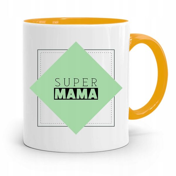 Kubek Żółty Prezent Dla Super Mamy Matki Mamusi Z Nadrukiem Ze Zdjęciem zdjęcie 1