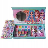 Zestaw Do Makujażu JEDNOROŻEC Cienie Naklejki Bransoleta Lakier Pomadki LED