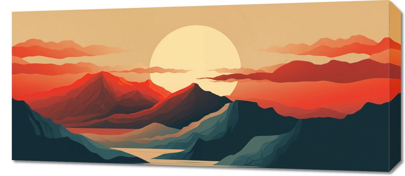 Obraz 90x40cm Zachód Słońca nad Górami zdjęcie 1