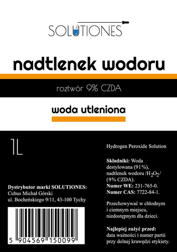 Woda utleniona 9% - Nadtlenek wodoru 1 L Solutiones na Arena.pl