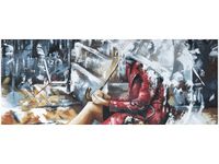 100X40CM ZEGAR DESZCZOWA DZIEWCZYNA OBRAZ