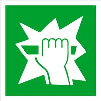 Tabliczka informacyjna piktogram 10x10 cm grawer Stłuc aby uzyskać dostęp