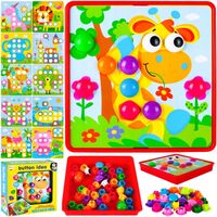 UKŁADANKA GUZIKOWA MOZAIKA GRA TRENING MAŁEJ RĄCZKI GRZYBKI EDUKACYJNE XXL