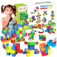 Klocki magnetyczne edukacyjne 3D KOSTKI SZEŚCIANY Zestaw 69 el. magnesy