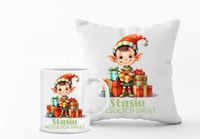 Zestaw PODUSZKA i KUBEK świąteczny PREZENT z nadrukiem twoim napisem