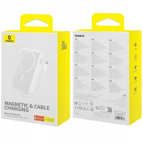 POWER BANK Z KABLEM BASEUS 10000MAH 30W USB-C MAGSAFE ŁADOWANIE INDUKCYJNE zdjęcie 10