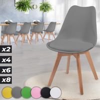 MIADOMODO Zestaw krzeseł do jadalni, szary, 8 sztuk