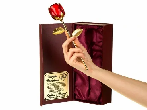 RÓŻA PREZENT 1-99 LAT URODZINY ROCZNICA ŚLUBU ETUI zdjęcie 1