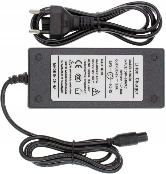 Ładowarka 36V 42V 2A 3 pin Zasilacz Hulajnoga wtyk 9mm zdjęcie 3