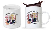 Zestaw Andrzej Duda Pis Prezent Kubek + Skarbonka Z Nadrukiem Ze Zdjęciem